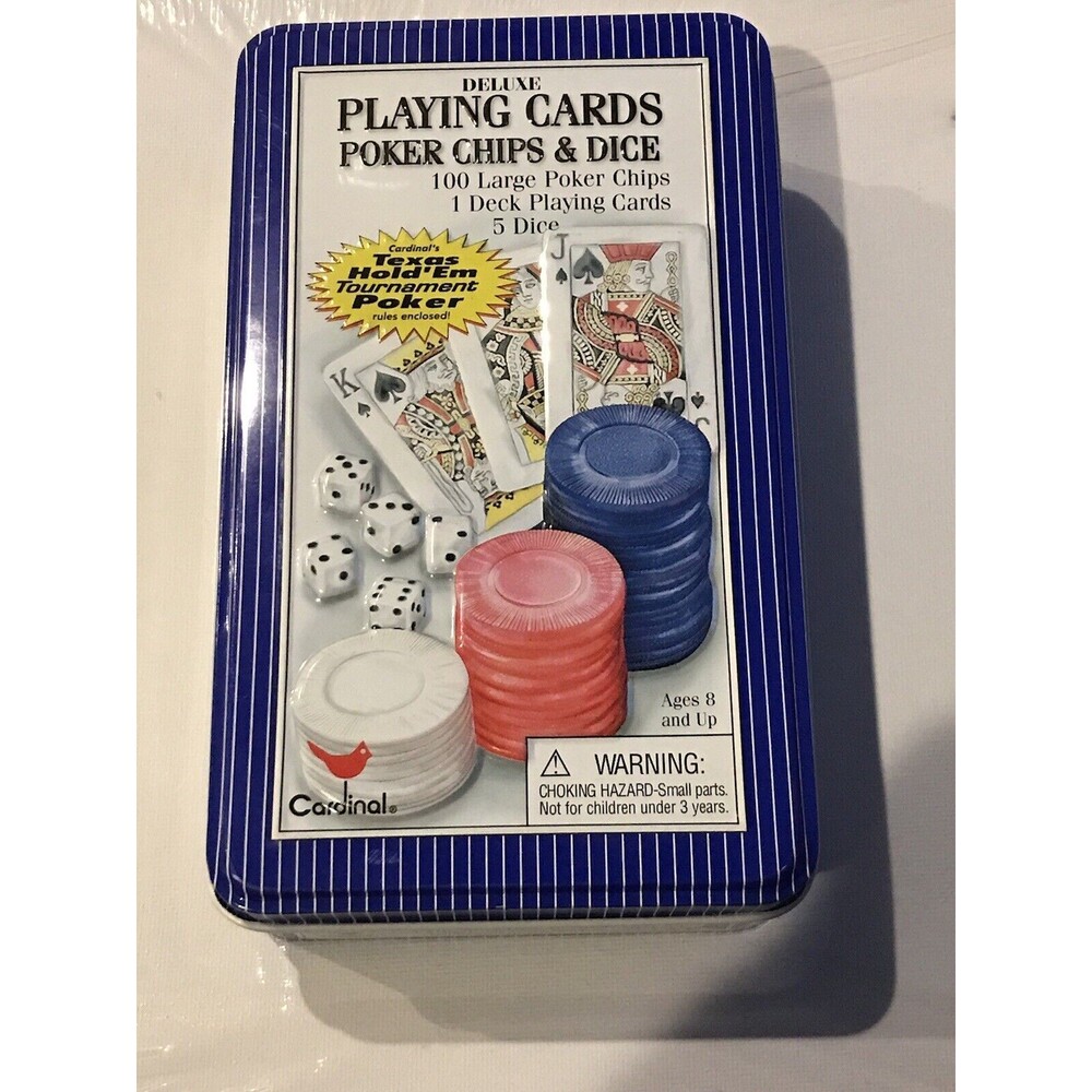 Cardinal deluxe Playing Cards, Poker Chips and dice with collectors tin
